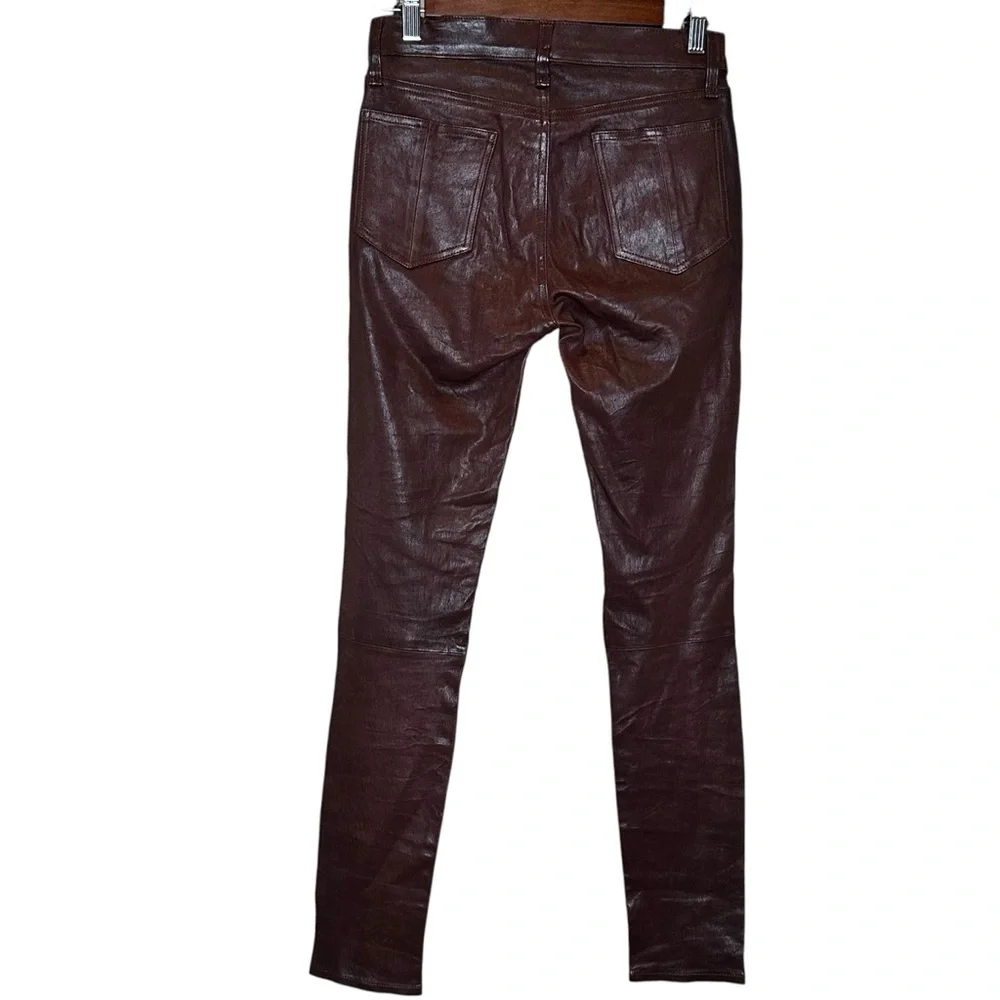 (Sold)RAG & BONE "THE LEATHER SKINNY" W1602L038DBL Women Size 26 WASHED BURGUNDY - Picture 5 of 12